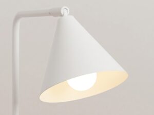 Miniaturka 40 - Stalowa lampa biurkowa Sorvella 35 cm biały – stożkowy klosz ze światłem
