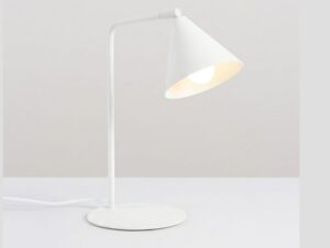 Miniaturka 39 - Stalowa lampa biurkowa Sorvella 35 cm biały z włączonym światłem