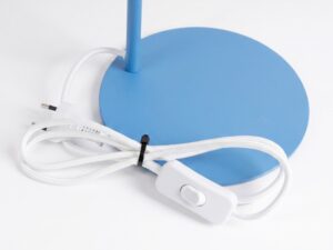 Miniaturka 55 - Stalowa lampa biurkowa Sorvella 35 cm błękitny – podstawa z przewodem i włącznikiem