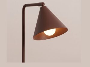 Miniaturka 62 - Stalowa lampa biurkowa Sorvella 35 cm brązowy – stożkowy klosz ze światłem