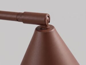 Miniaturka 64 - Stalowa lampa biurkowa Sorvella 35 cm brązowy – detal mocowania klosza