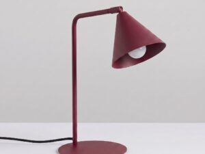 Miniaturka 8 - Stalowa lampa biurkowa Sorvella 35 cm burgundowy z włączonym światłem