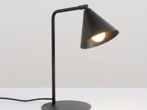 Miniaturka 149 - Stalowa lampa biurkowa Sorvella 35 cm czarny z włączonym światłem