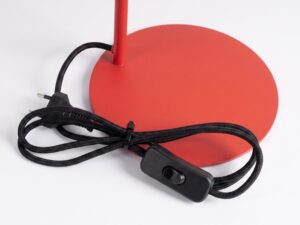 Miniaturka 77 - Stalowa lampa biurkowa Sorvella 35 cm czerwony – podstawa z przewodem i włącznikiem