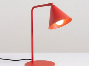 Miniaturka 72 - Stalowa lampa biurkowa Sorvella 35 cm czerwony z włączonym światłem
