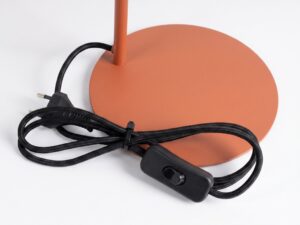 Miniaturka 22 - Stalowa lampa biurkowa Sorvella 35 cm ochra czerwona – podstawa z przewodem i włącznikiem