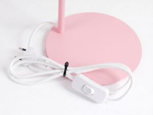 Miniaturka 110 - Stalowa lampa biurkowa Sorvella 35 cm różowy – podstawa z przewodem i włącznikiem