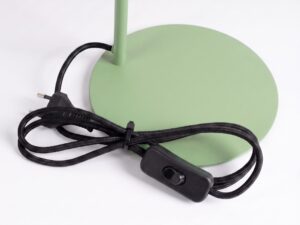Miniaturka 99 - Stalowa lampa biurkowa Sorvella 35 cm szałwiowy – podstawa z przewodem i włącznikiem