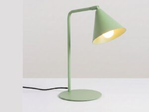 Miniaturka 94 - Stalowa lampa biurkowa Sorvella 35 cm szałwiowy z włączonym światłem