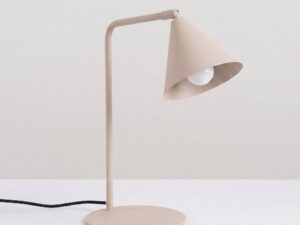 Miniaturka 127 - Stalowa lampa biurkowa Sorvella 35 cm taupe z włączonym światłem