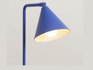 Miniaturka 117 - Stalowa lampa biurkowa Sorvella 35 cm ultramaryna – stożkowy klosz ze światłem