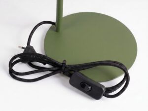 Miniaturka 165 - Stalowa lampa biurkowa Sorvella 35 cm zielony oliwkowy – podstawa z przewodem i włącznikiem