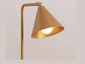 Miniaturka 139 - Stalowa lampa biurkowa Sorvella 35 cm złoty – stożkowy klosz ze światłem
