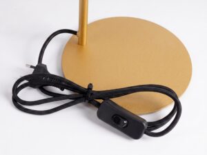 Miniaturka 143 - Stalowa lampa biurkowa Sorvella 35 cm złoty – podstawa z przewodem i włącznikiem