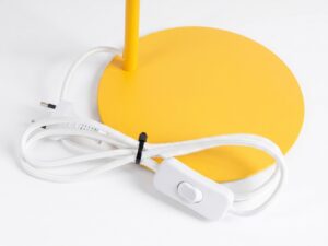 Miniaturka 88 - Stalowa lampa biurkowa Sorvella 35 cm żółty – podstawa z przewodem i włącznikiem
