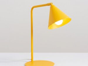 Miniaturka 83 - Stalowa lampa biurkowa Sorvella 35 cm żółty z włączonym światłem