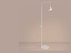Miniaturka 129 - Stalowa lampa podłogowa Sorvella 165 cm biały z włączonym światłem we wnętrzu