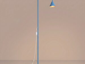 Miniaturka 8 - Stalowa lampa podłogowa Sorvella 165 cm błękitny z włączonym światłem we wnętrzu