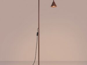 Miniaturka 19 - Stalowa lampa podłogowa Sorvella 165 cm brązowy z włączonym światłem we wnętrzu