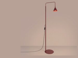Miniaturka 84 - Stalowa lampa podłogowa Sorvella 165 cm burgund z włączonym światłem we wnętrzu