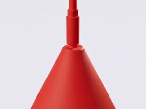 Miniaturka 32 - Stalowa lampa podłogowa Sorvella 165 cm czerwony – stożkowy klosz w zbliżeniu