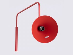 Miniaturka 33 - Stalowa lampa podłogowa Sorvella 165 cm czerwony – klosz od frontu z oprawką