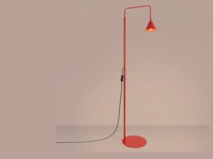 Miniaturka 29 - Stalowa lampa podłogowa Sorvella 165 cm czerwony z włączonym światłem we wnętrzu
