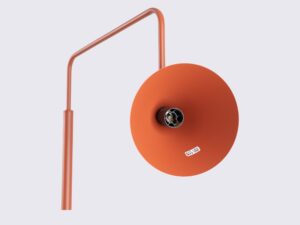 Miniaturka 110 - Stalowa lampa podłogowa Sorvella 165 cm ochra czerwona – klosz od frontu z oprawką