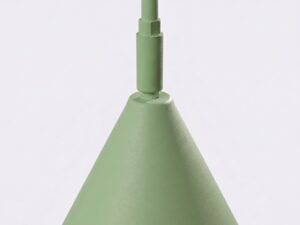 Miniaturka 54 - Stalowa lampa podłogowa Sorvella 165 cm szałwiowy – stożkowy klosz w zbliżeniu