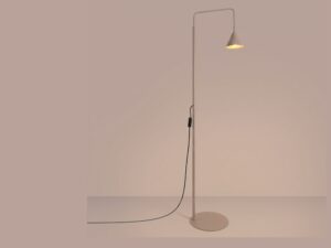 Miniaturka 95 - Stalowa lampa podłogowa Sorvella 165 cm taupe z włączonym światłem we wnętrzu