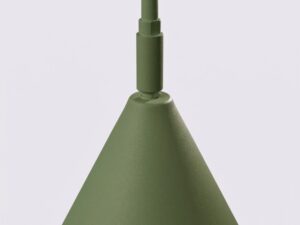 Miniaturka 154 - Stalowa lampa podłogowa Sorvella 165 cm zielony oliwkowy – stożkowy klosz w zbliżeniu