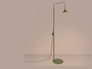 Miniaturka 151 - Stalowa lampa podłogowa Sorvella 165 cm zielony oliwkowy z włączonym światłem we wnętrzu