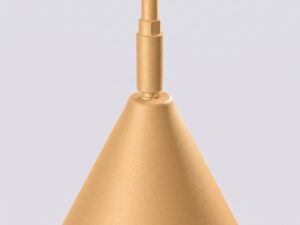Miniaturka 121 - Stalowa lampa podłogowa Sorvella 165 cm złoty – stożkowy klosz w zbliżeniu
