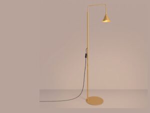 Miniaturka 118 - Stalowa lampa podłogowa Sorvella 165 cm złoty z włączonym światłem we wnętrzu