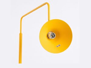 Miniaturka 44 - Stalowa lampa podłogowa Sorvella 165 cm żółty – klosz od frontu z oprawką