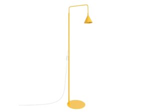 Miniaturka 38 - Stalowa lampa podłogowa Sorvella 165 cm żółty na białym tle