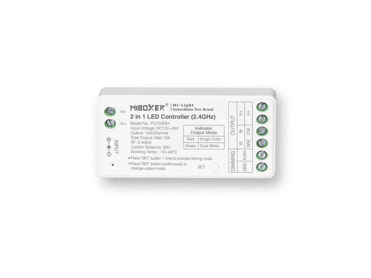 Sterownik LED 12–24 V 12 A do taśm jednokolorowych i CCT