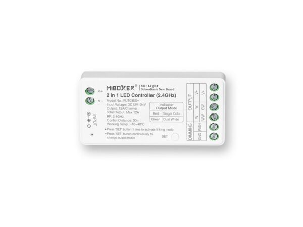 Sterownik LED 12–24 V 12 A do taśm jednokolorowych i CCT na białym tle