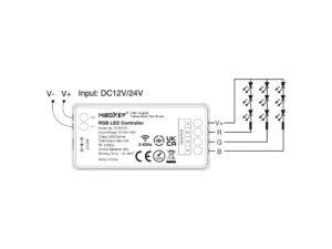 Miniaturka 2 - Sterownik LED RGB, RGBW i RGB+CCT 12–24 V – schemat połączeń