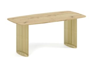 Miniaturka 2 - Stół Arcolino – blat dąb artisan, złoty stelaż