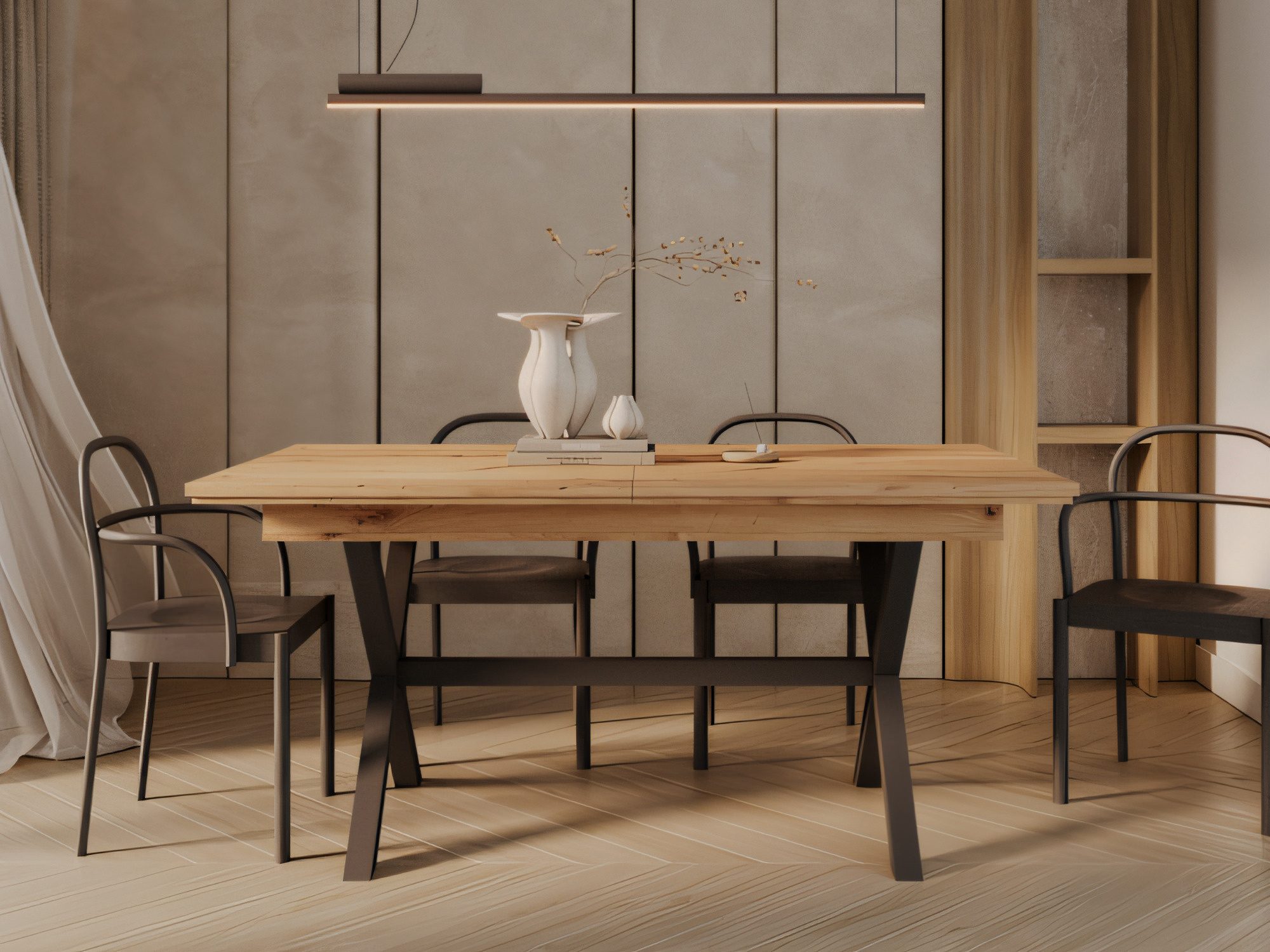Stół prostokątny Axerio 200 cm dąb artisan czarny – aranżacja