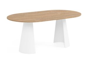 Miniaturka 6 - Stół Calvetta – blat dąb sand expressive, biały stelaż