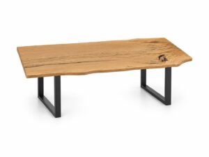 Miniaturka 9 - Stół dębowy z jednej deski 215x82 cm GRANDIS na stalowych nogach ramowych – zdjęcie produktowe na białym tle