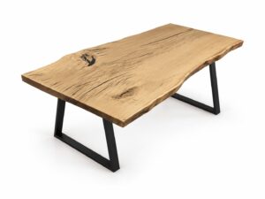 Miniaturka 7 - Stół dębowy z jednej deski 180x90 cm VERDANO na stalowych nogach – zdjęcie produktowe na białym tle