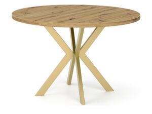 Miniaturka 2 - Stół Edvaro – blat dąb artisan, złoty stelaż