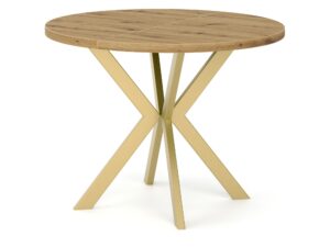 Miniaturka 2 - Stół Edvaro – blat dąb artisan, złoty stelaż