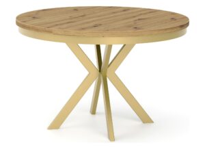 Miniaturka 2 - Stół Edvaro z obręczą – blat dąb artisan, złoty stelaż