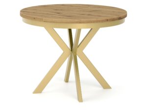 Miniaturka 2 - Stół Edvaro z obręczą – blat dąb artisan, złoty stelaż