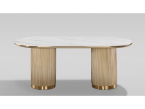 Miniaturka 1 - Stół jadalniany 180 cm szampańskie złoto z ryflowanymi nogami – Eleganza