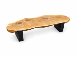 Miniaturka 8 - Stół kawowy dębowy z jednej deski 245x90 cm DUNA na stalowych nogach – zdjęcie produktowe na białym tle